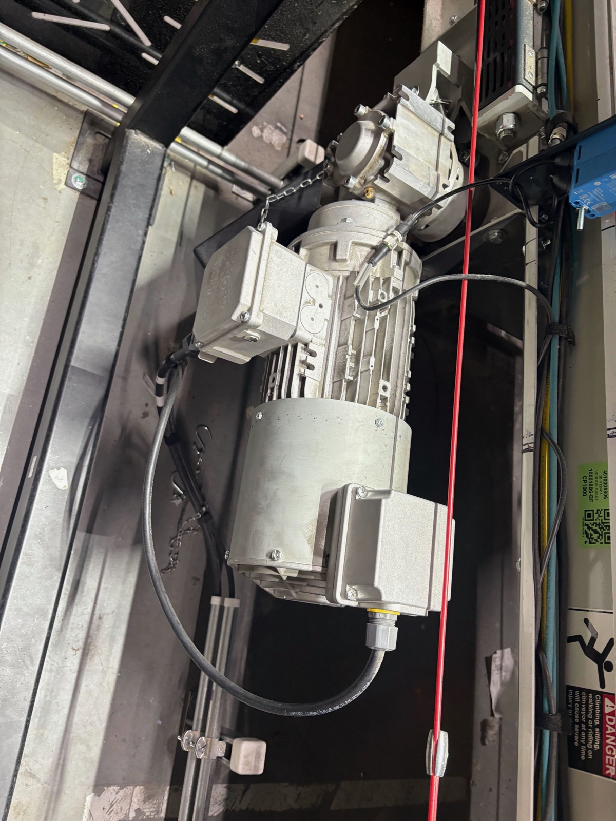 New gearmotor installed and running on the conveyor